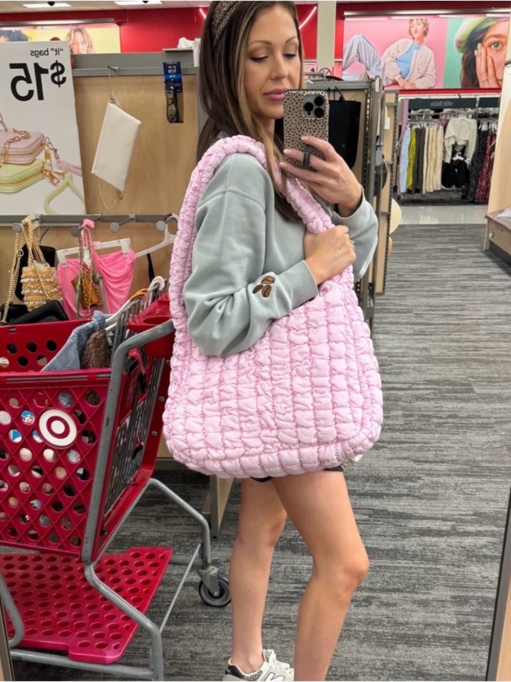 Shoulder Tote Bag in Light Pink